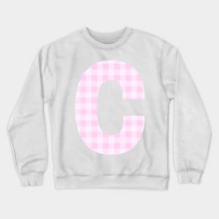 Pink Letter C in Plaid Pattern Background. Crewneck Sweatshirt